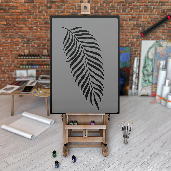 Wiederverwendbare Wandschablone aus Kunststoff // Tropisch - Palmblatt #2 - Wedel // Muster Schablon