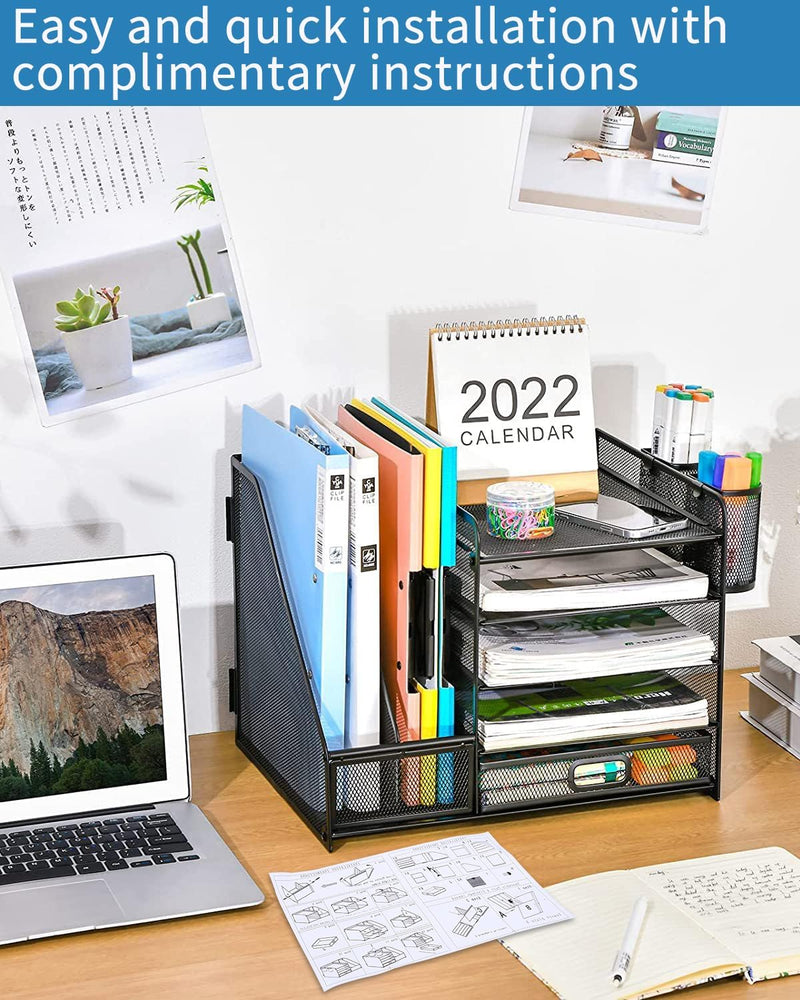 5-stöckiger Mesh-Schreibtisch-Organizer mit Schublade,multifunktionaler Schreibtisch-Organizer und Z