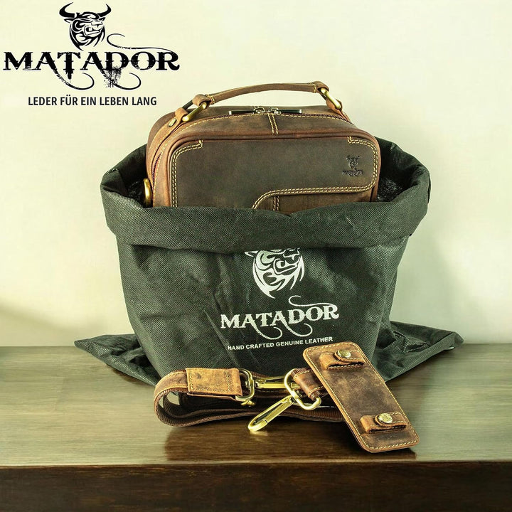 MATADOR Schultertasche Echt Leder Herren Hochwertige Arbeittasche Umhängetasche Ledertasche Tabletta