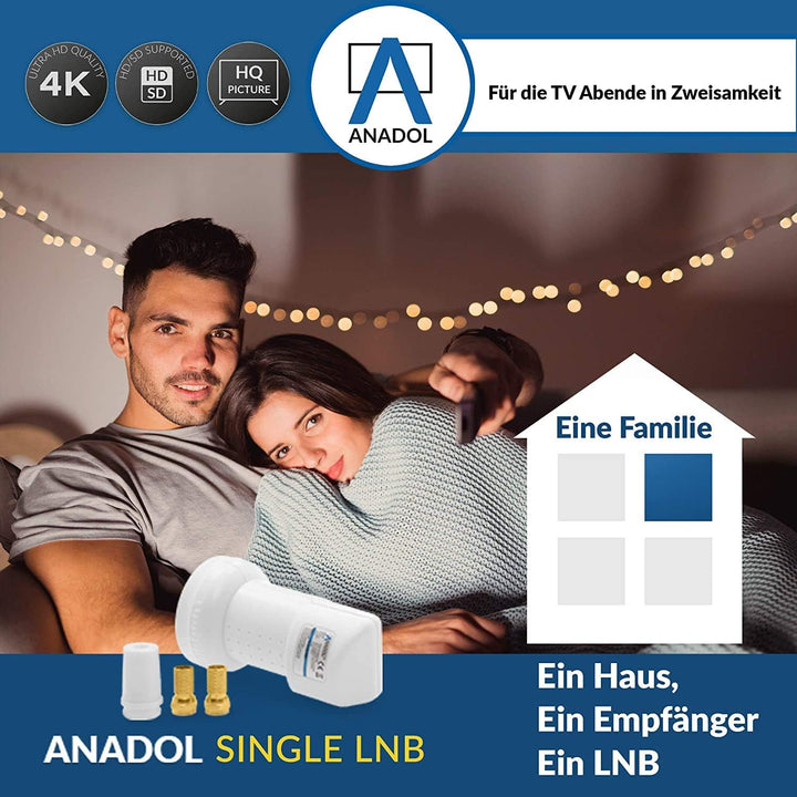 [ Test 2X SEHR GUT ] Anadol GoldLine Digital Single LNB-0.1dB HDTV, 4K, UHD, Full HD - kälte & hitze