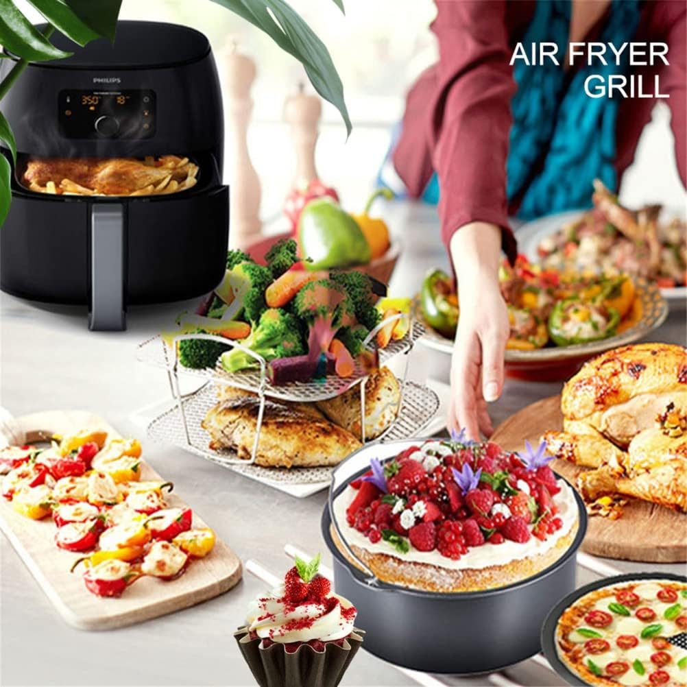 Air Fryer Dehydrator Racks, Edelstahl Obst Fleisch Food Dehydrator Rack Air Fryer Crisper Basket Toa