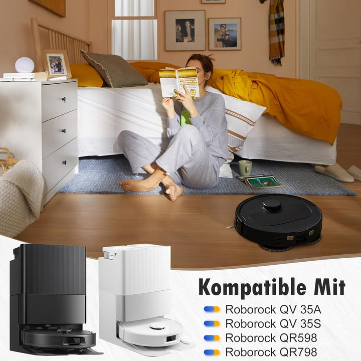 26 Stück Zubehör für Roborock QV 35A/QV 35S / QR598 / QR798 Saugroboter, 2 Hauptbürste, 6 Staubbeute