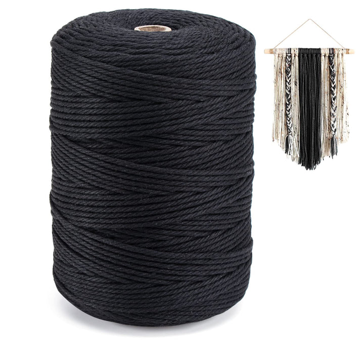 Makramee Garn Schwarz, Homewit Premium Makrame Macrame 3mm x 300m Macrame Cord und Garn für Makramee