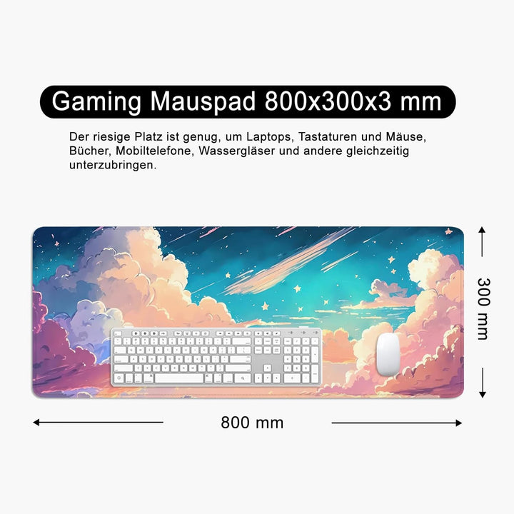 Mauspad Handgemalte Anime Illustration Schreibtischunterlage 80x30cm Mousepad XL Gross Mauspad, Comp