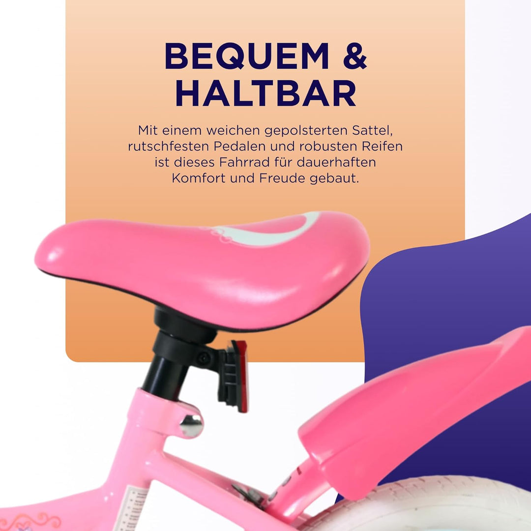 Volare Kinderfahrrad | 3–5 Jahre | Doppelte Handbremse, abnehmbare Stützräder, Pedalreflektoren & Tr