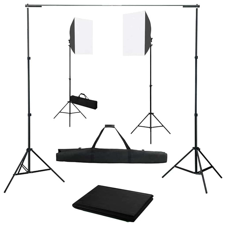 Fotostudio-Set mit Softboxen, Hintergrundsystem, höhenverstellbaren Stativen, LED-Licht, Diffusor un
