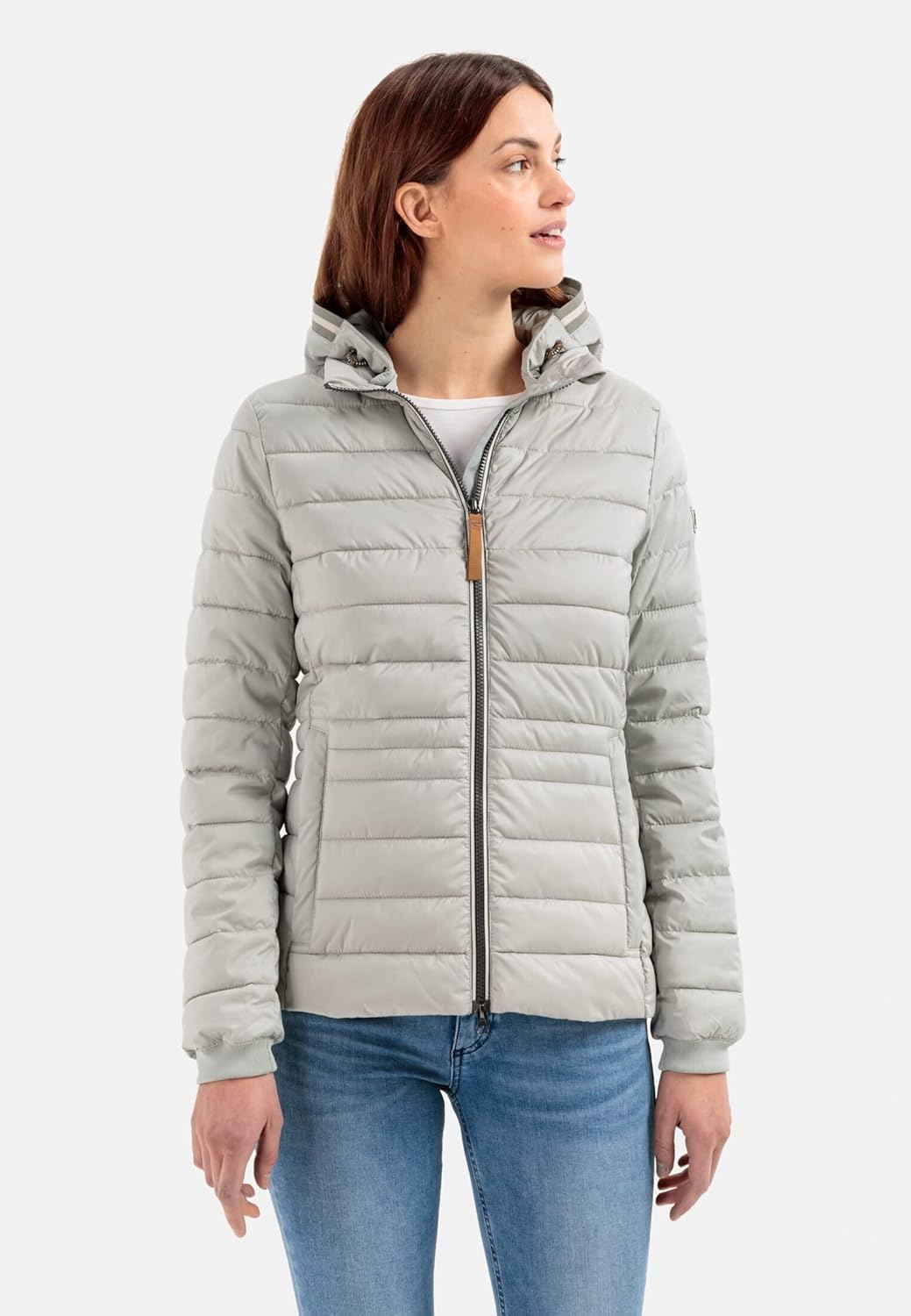 camel active Damen Steppjacke mit Abnehmbarer Kapuze 38 Grau, 38 Grau