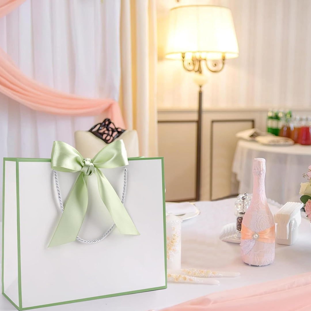 Geschenktüte mit Schleife,Geschenktüte Weiss,Geschenktaschen für Geburtstag, Hochzeit, Festivalfeier