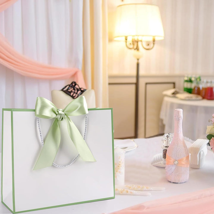 Geschenktüte mit Schleife,Geschenktüte Weiss,Geschenktaschen für Geburtstag, Hochzeit, Festivalfeier