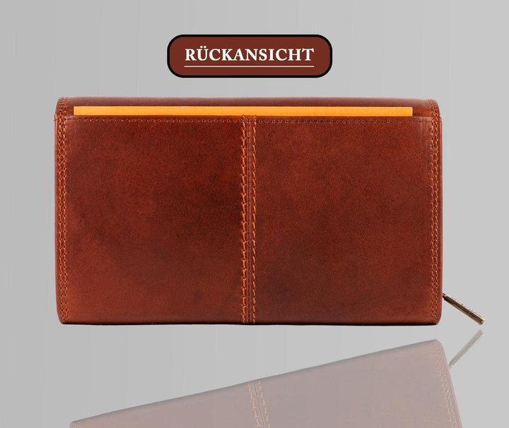 MATADOR Geldbörse Damen Echtleder TüV Geprüfter RFID Schutz | Portemonnaie Damen Gross | Brieftasche