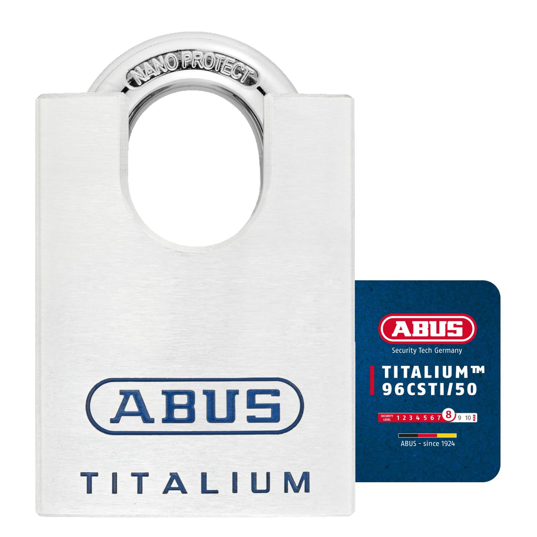 ABUS Titalium Vorhängeschloss 96CSTI/50 - leichter Schlosskörper aus massivem Spezial-Aluminium - mi