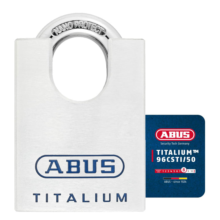 ABUS Titalium Vorhängeschloss 96CSTI/50 - leichter Schlosskörper aus massivem Spezial-Aluminium - mi