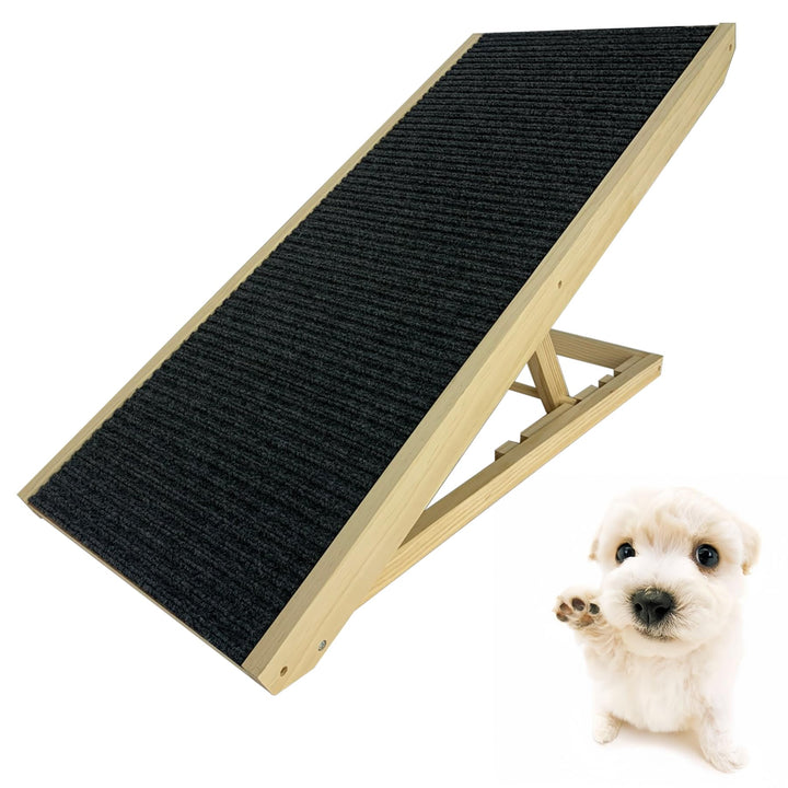 Froadp Hundetreppe für Kleine Hunde Hunderampe aus Kiefernholz mit Anti-rutsch Teppich Klappbar Katz