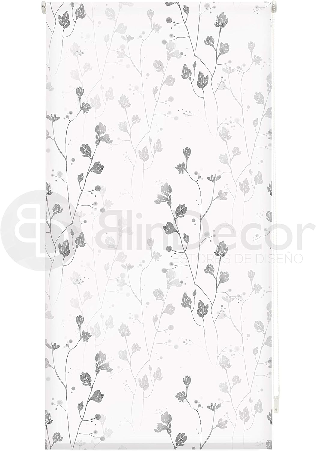 Blindecor Rollo transparent Digitalblumen 90x180 (Breite x Länge)