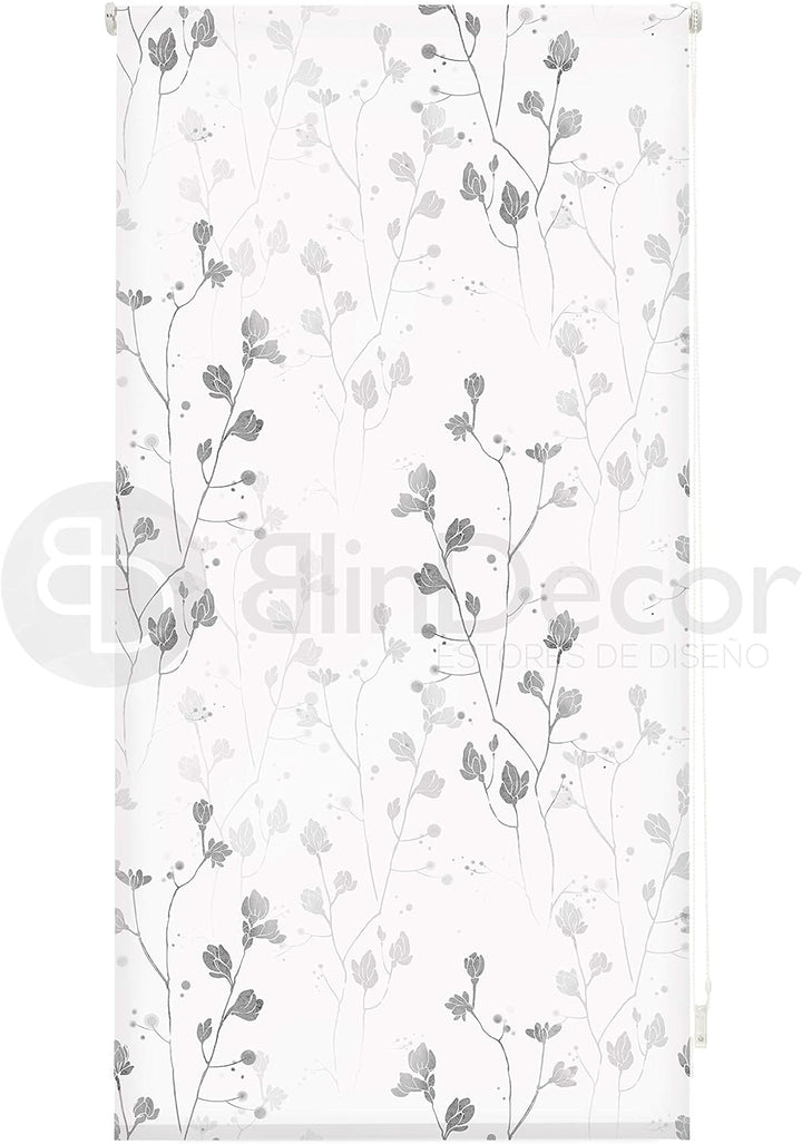 Blindecor Rollo transparent Digitalblumen 90x180 (Breite x Länge)