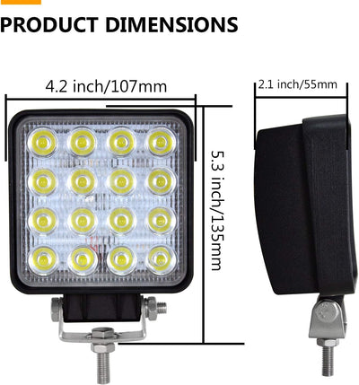 Willpower 10pc LED Scheinwerfer 4‘’ 10cm 48W LED Arbeitsscheinwerfer 12V 24V Flutlicht Zusatzscheinw