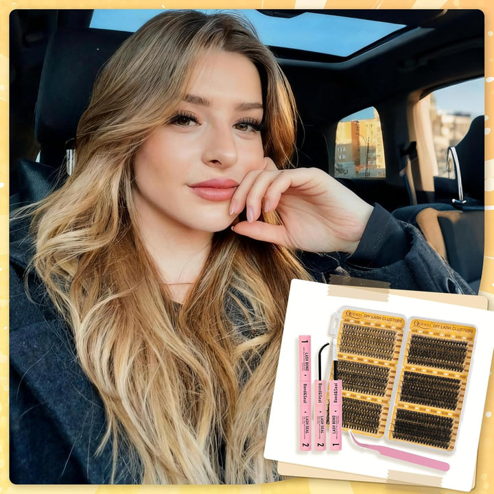 QUEWEL Wimpern Extensions Set, gemischte Längen 10-18 mm Lash Cluster, dicke Lash Extension Set mit