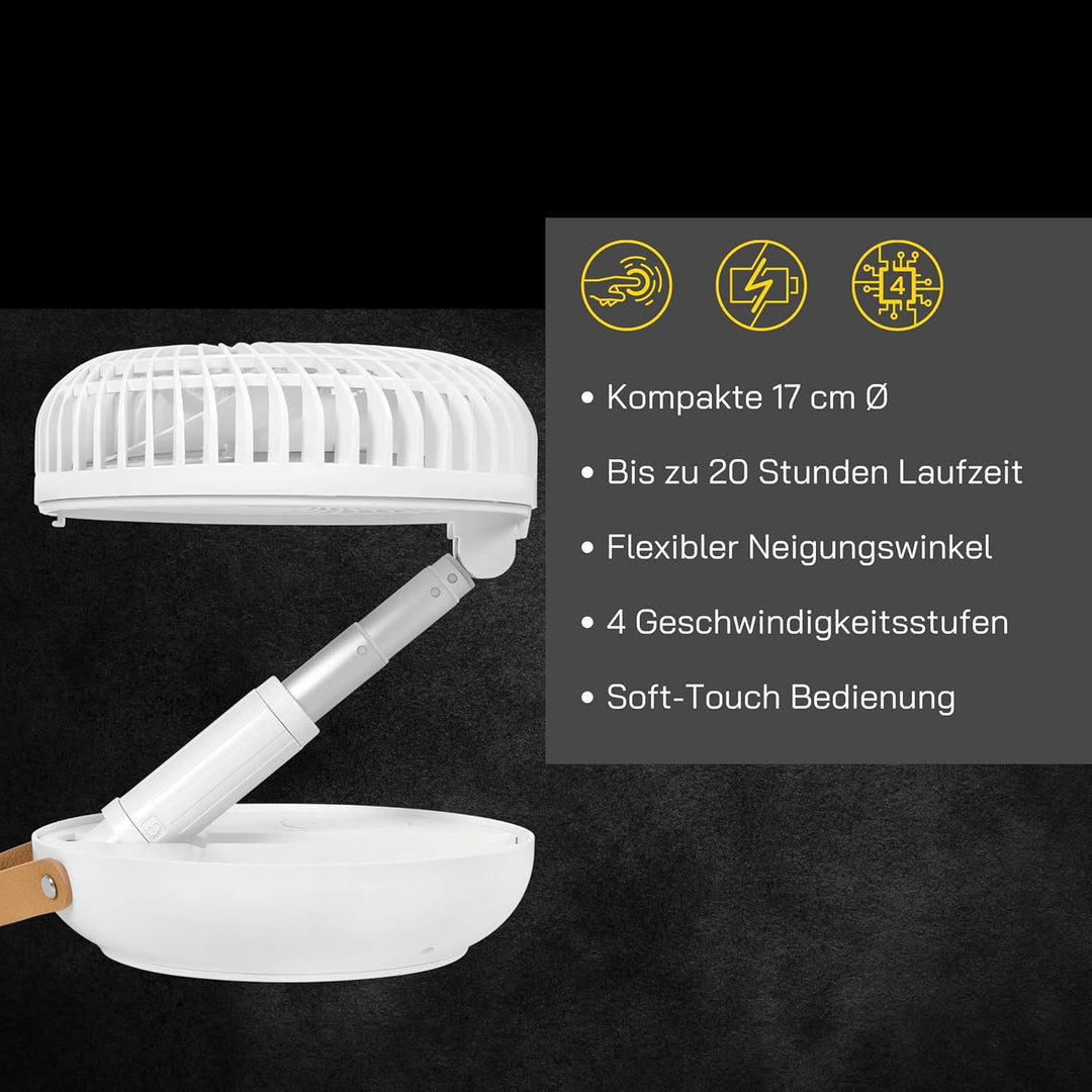 Gutfels Akku-Stand-, Tisch-Ventilator VENTI 3030 R | Lithium Ionen Akku 10.000 mAh | Touchbedienung