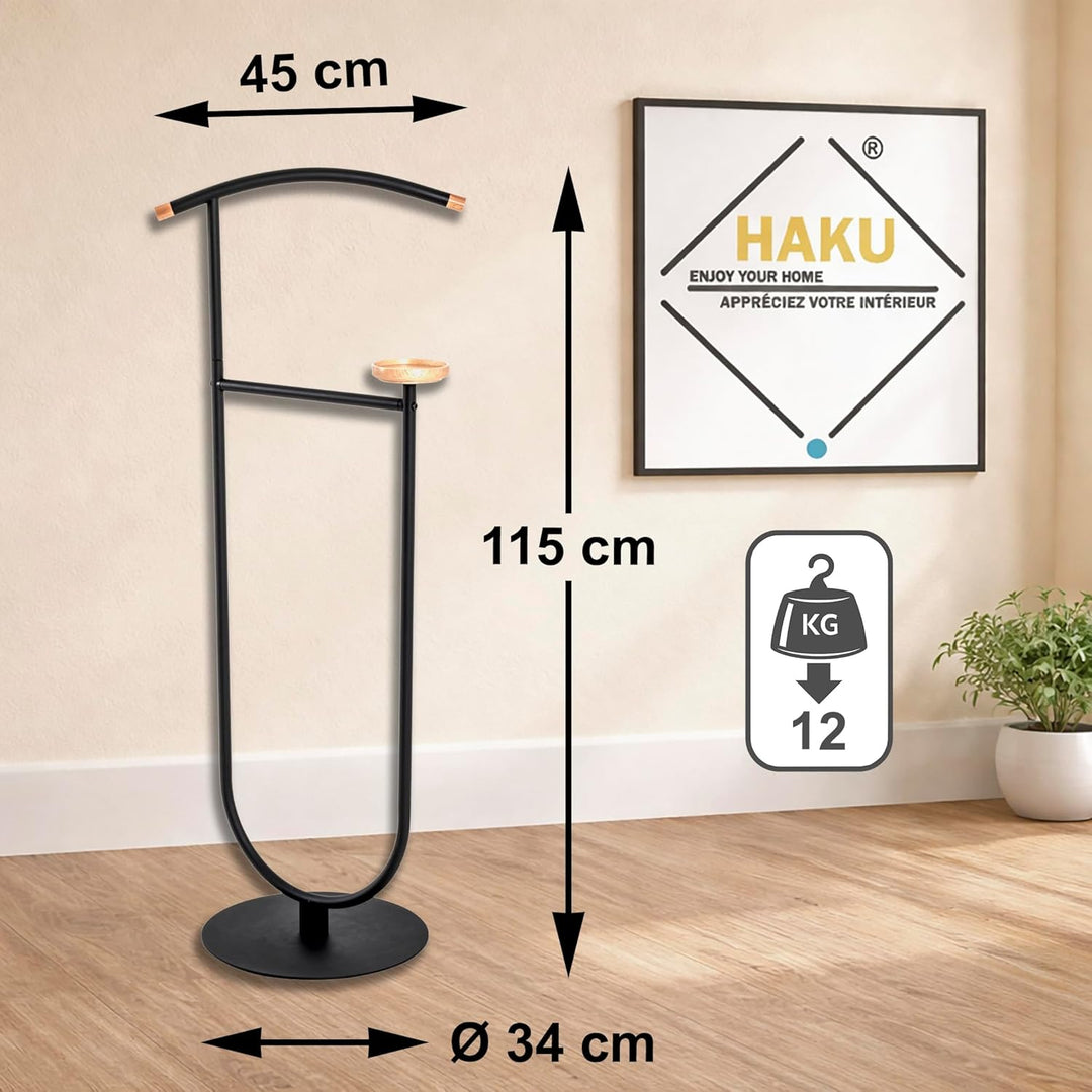 HAKU Möbel Herrendiener, Massivholz, schwarz-buche, B 45 x T 34 x H 115 cm