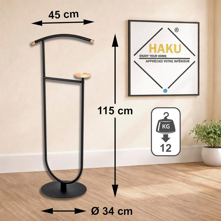 HAKU Möbel Herrendiener, Massivholz, schwarz-buche, B 45 x T 34 x H 115 cm