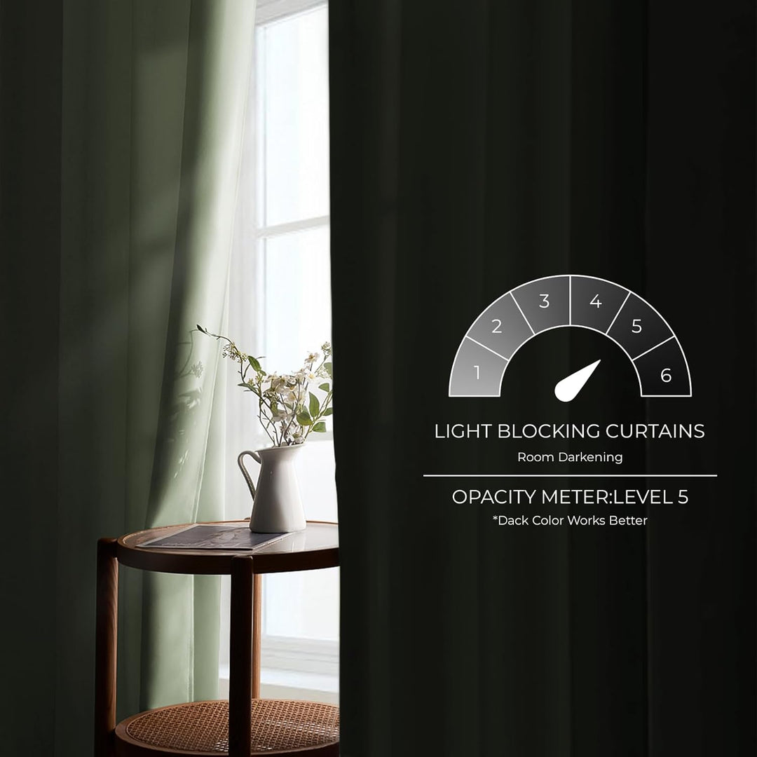 MRTREES Thermo Gardinen mit Ösen Blickdicht Grün für Küche Fenster Wohnzimmer Modern Kurz 2er Set H