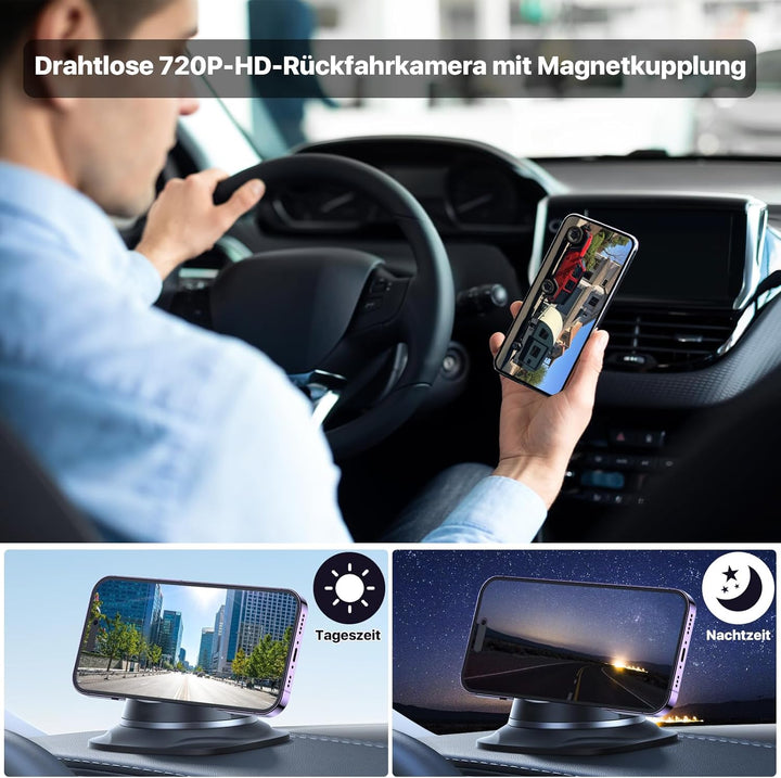 WiFi Magnetic Hitch drahtlose Nachtsicht Rückfahrkamera, wiederaufladbare Batterie, geeignet für iPh