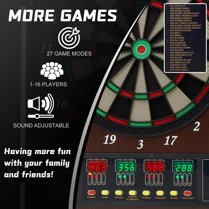 Brovamo Dartscheibe, Dekoratives Dartscheiben-Schrank-Set [12*Soft Tip Darts], Elektronische Dartsch