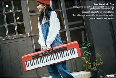 Casio Casiotone CT-S200RD, tragbare Tastatur mit 61 Tasten, USB, Rot