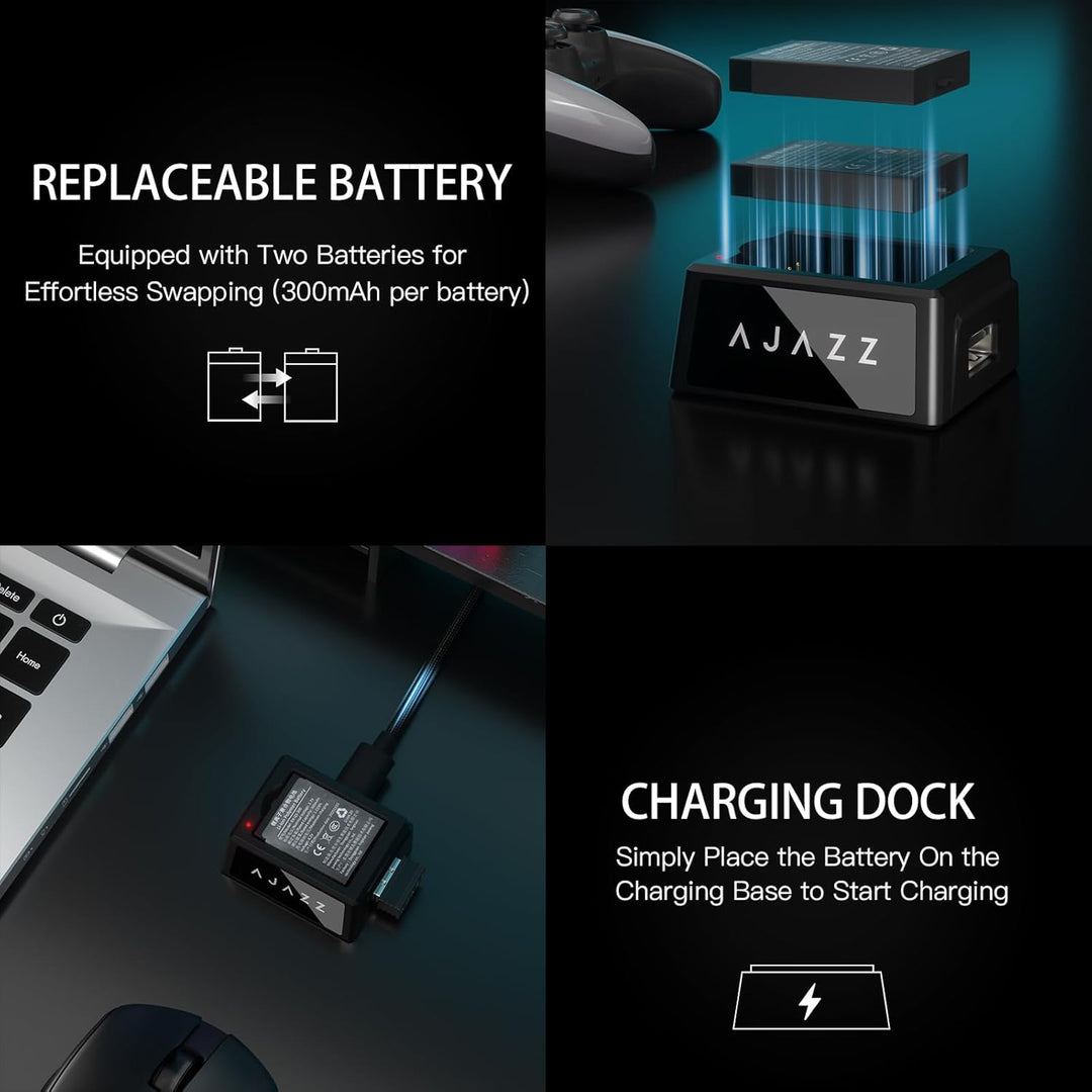 A.JAZZ AJ159V2MC Kabellose Gaming-Maus, Tri-Mode BT/2.4G/Type-C Kabel, Optischer PixArt 3311 Sensor