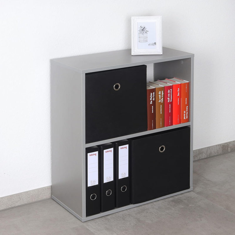 RICOO Bücherregal 2 Fächer 71 x 60 x 31 cm Regal Spannplatte aus Holz Modern grau WM111-PL, Standreg