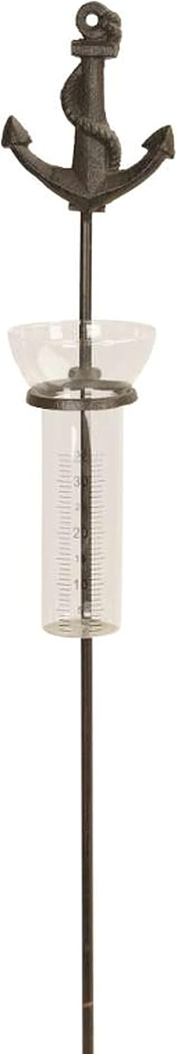 itsisa Regenmesser Gartenstecker Anker H:84 cm aus Gusseisen - Deko Niederschlagsmesser maritim, Sch