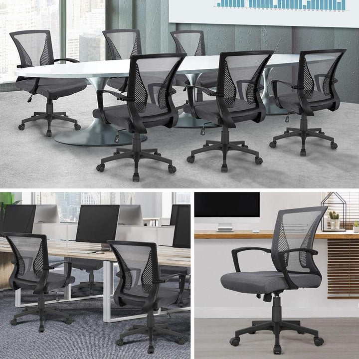 Yaheetech Bürostuhl Ergonomisch, Schreibtischstuhl mit Netzbespannung, Arbeitsstuhl mit Armlehnen, C