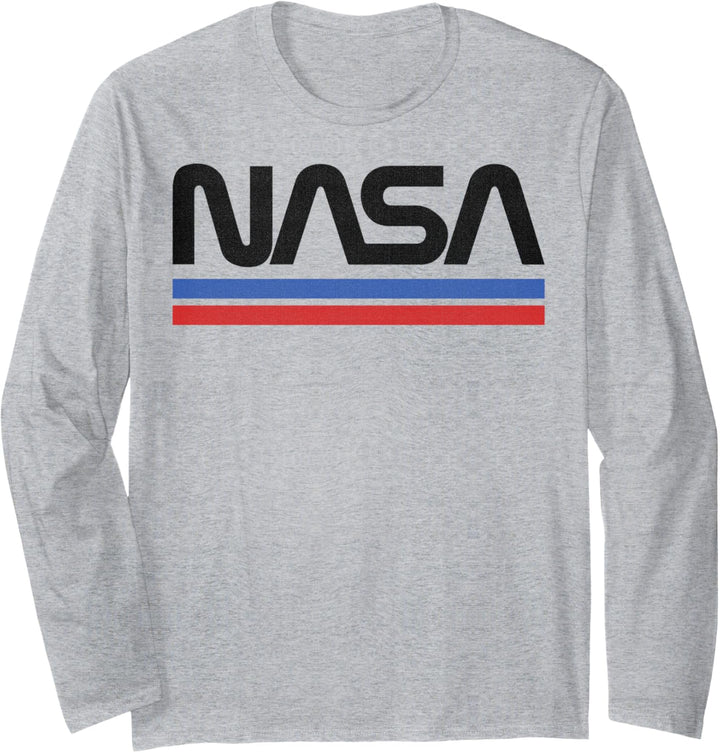 NASA Red Blue Stripe Minimal Logo Vintage Langarmshirt