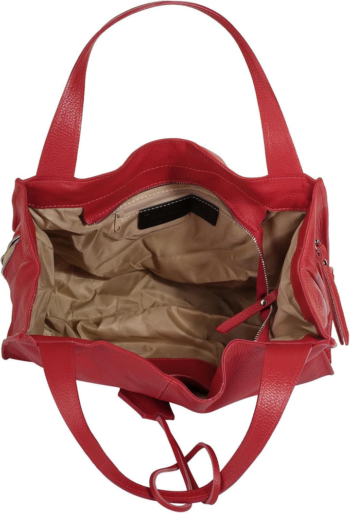 Shopper Echt Leder Damen Made in Italy, Smartphonefach, Ledertasche Damen, Handtasche Echtleder, Umh