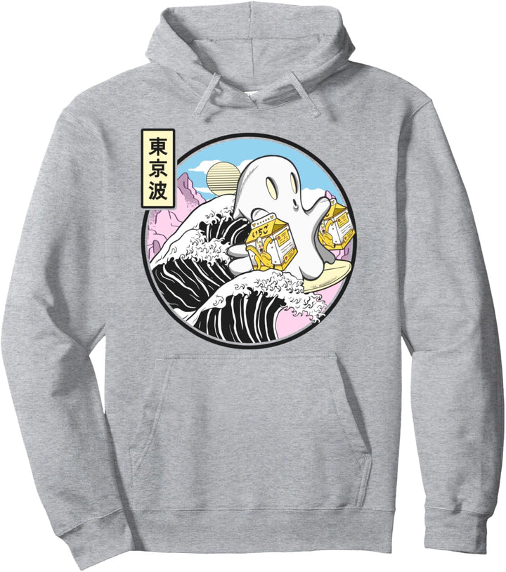 Surfender Geist mit Bananenmilch Kanagawa Wave Kawaii Anime Pullover Hoodie