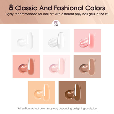 ROSALIND Gelnägel Starterset 8 Farben , Poly Nail Gel Set mit UV Lampe, Base Top Coat und Maniküre-W