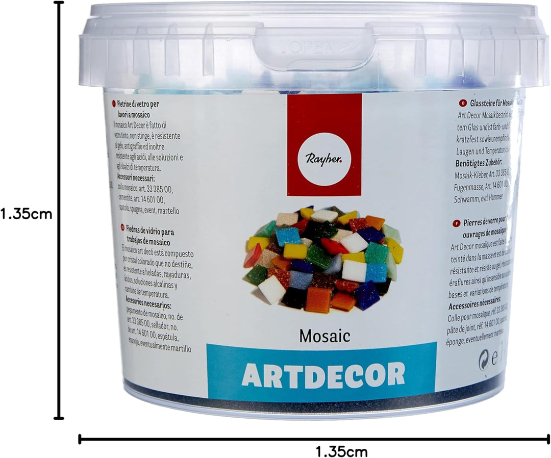 Rayher Hobby Rayher Artdecor Mosaik Mix 1x1cm, ca.1500 Stück, Dose 1kg , Blau-Töne, 1453008 Blau 1x1