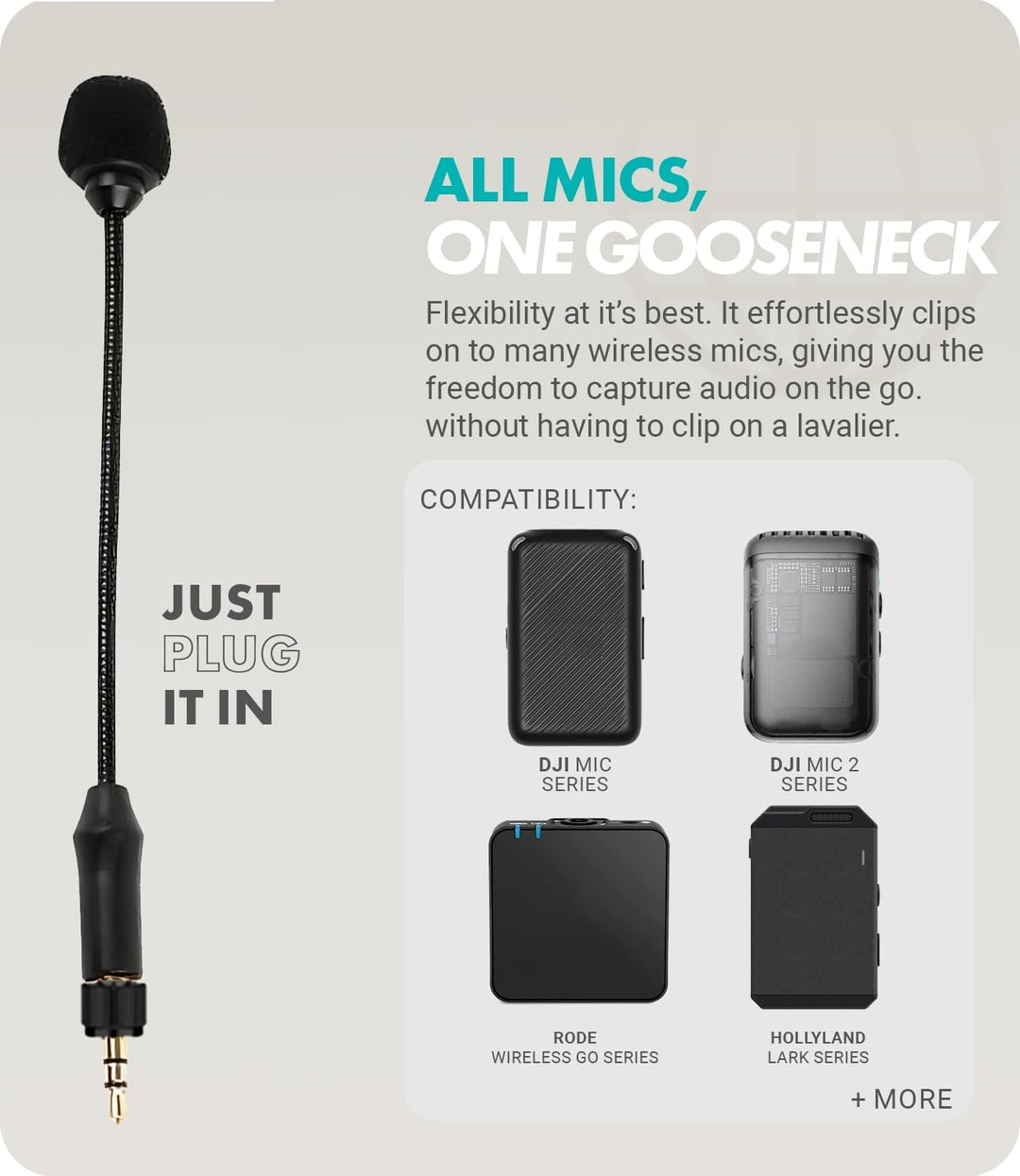 Movo MV-M101 Schwanenhals Omnidirektionales Lavalier-Mikrofon – Kompatibel mit DJI Mic/Rode Wireless