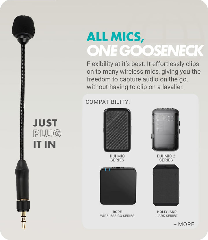 Movo MV-M101 Schwanenhals Omnidirektionales Lavalier-Mikrofon – Kompatibel mit DJI Mic/Rode Wireless