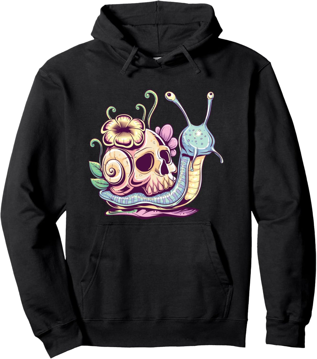Pastel Goth Cute Creepy Snail Skull Kawaii Menhera Emo Egirl Pullover Hoodie