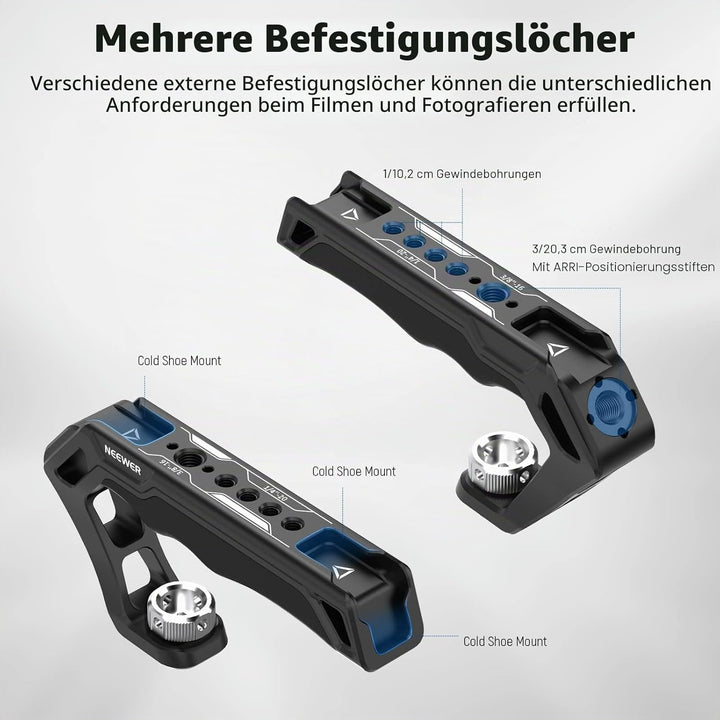 NEEWER Top Handle Oberer Kameragriff mit 3/8" ARRI Locating Schraube, komfortabler Silikongriff mit
