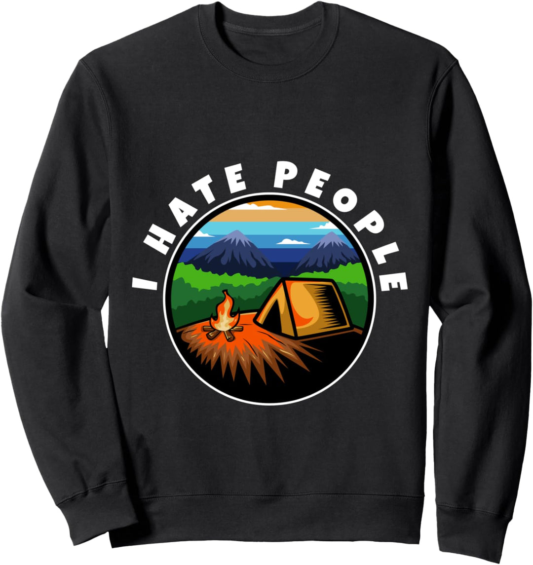 I Hate People - Vintage Distressed Camping Natur Freiheit Sweatshirt