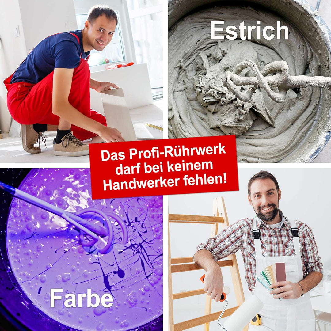Hecht komfortables Rührwerk mit starken 1800 Watt – robustes 2-Gang-Metallgetriebe - Ideales Rührwer