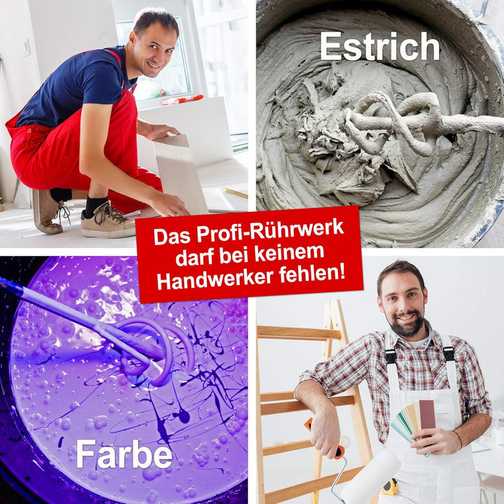 Hecht komfortables Rührwerk mit starken 1800 Watt – robustes 2-Gang-Metallgetriebe - Ideales Rührwer