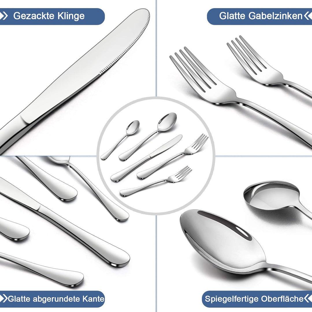 Homikit Besteck Set, 30-teilig Besteckset Essbesteck Set für 6 Personen, Edelstahl poliert Tafelbest