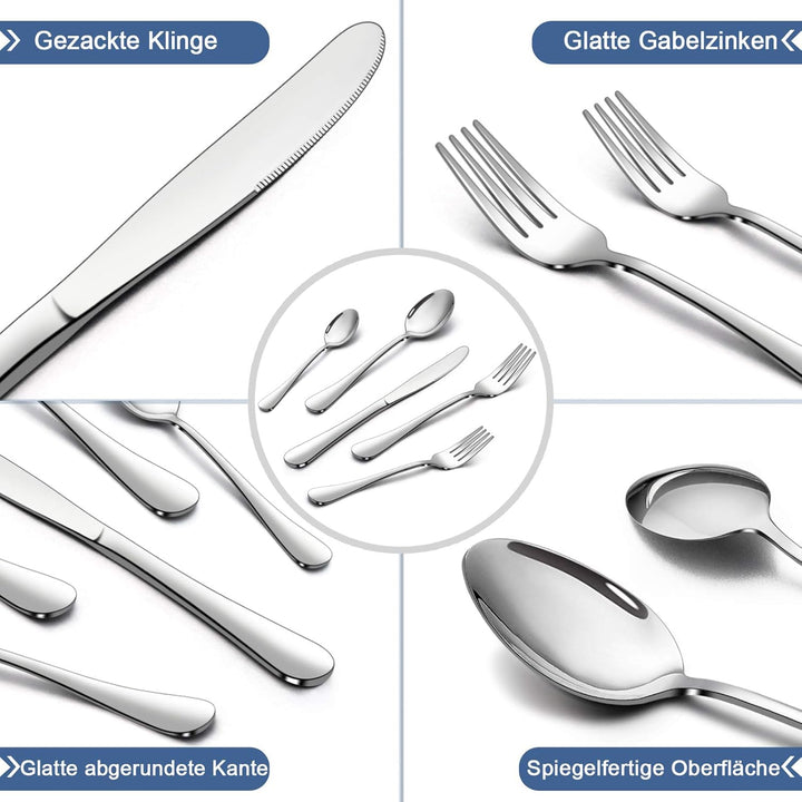 Homikit Besteck Set, 30-teilig Besteckset Essbesteck Set für 6 Personen, Edelstahl poliert Tafelbest