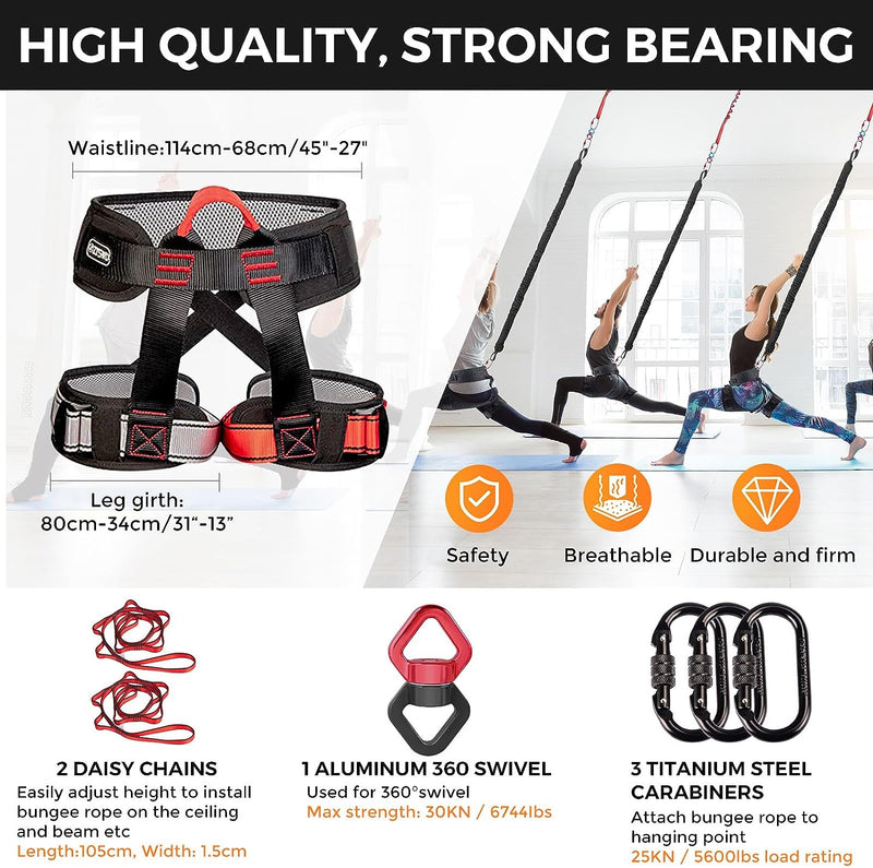 DASKING Heavy Bungee Band Set, Air Yoga Widerstand Bungee Stretch Gürtel, 4D Bungee Tanzseil, Exerci