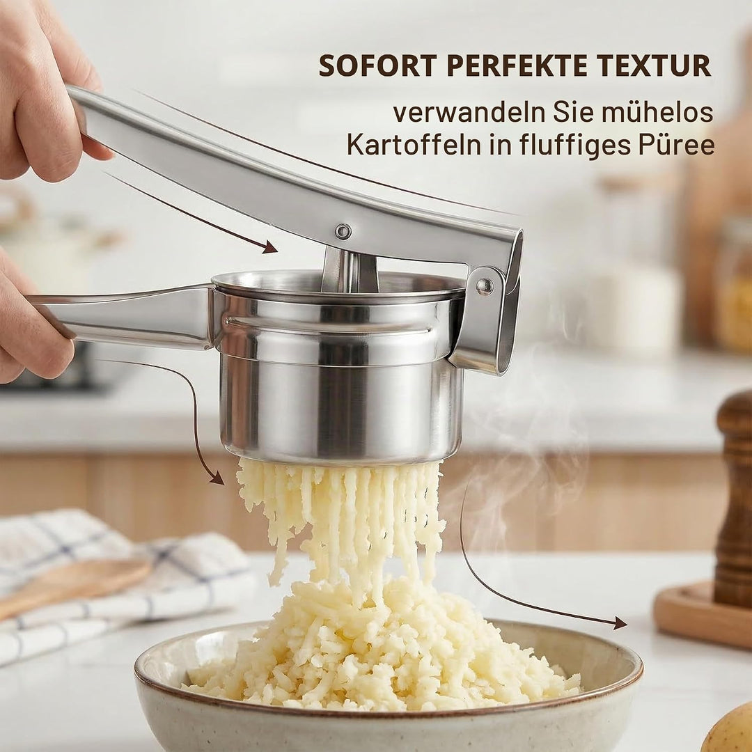 kartoffelpresse Edelstahl, Spätzlepresse, Spaghettieispresse, mit 3 Austauschbare Sieb, Spagettieis