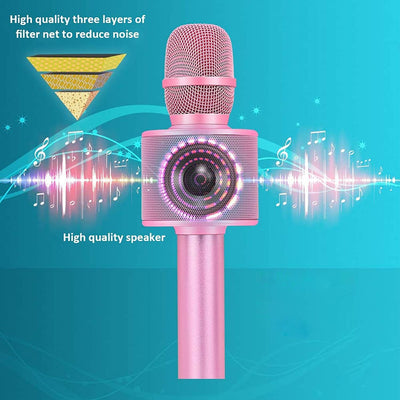 BONAOK Karaoke Mikrofon, 3 in 1 Kabelloses Bluetooth Mikrofon, Kinder Mikrofon Lautsprecher Maschine