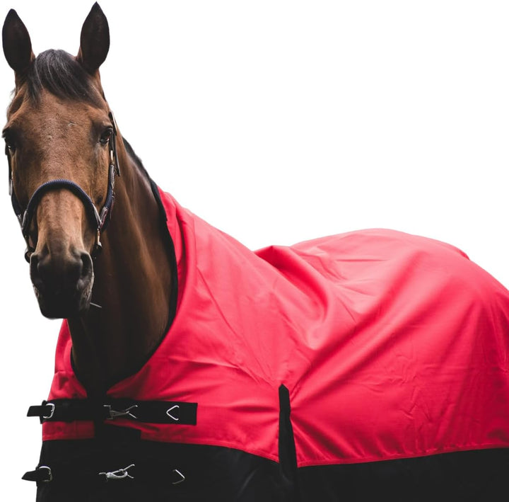 Pferdedecke 1200D High Neck 50g, 100g, 200g Weidedecke Winterdecke Regendecke Turnout : 200g Red/Bla